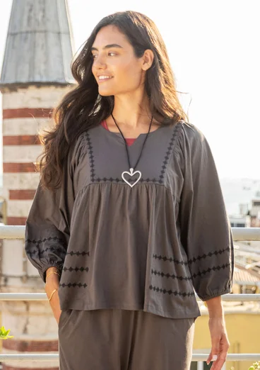 Jerseybluse „Cora“ aus Bio-Baumwolle - aschgrau