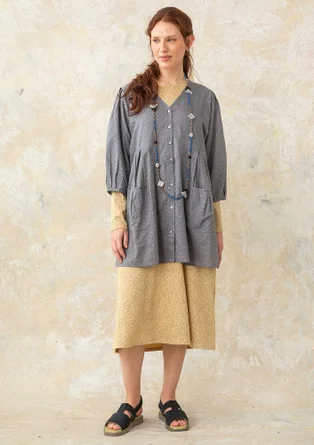 Woven organic cotton smock blouse - graphite