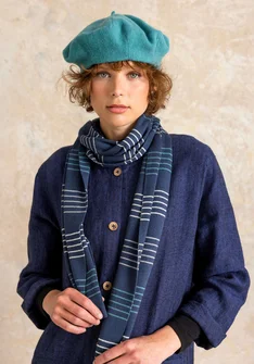 “Sylvi” rib-knit organic cotton/wool scarf - Pacific blue