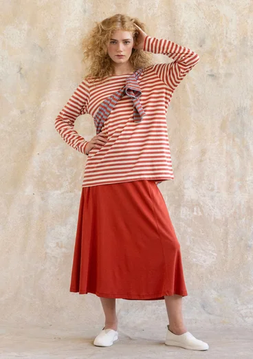 Essential striped sweater in organic cotton - brick/ecru