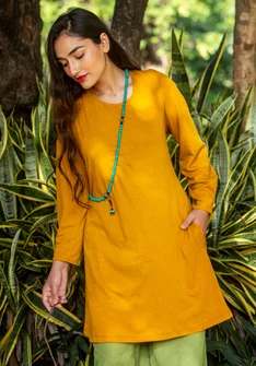 Jersey tunic in organic cotton/linen - mustard