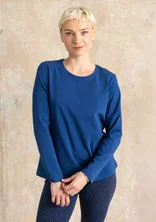 “Ebba” dotted/solid-colour cotton/elastane jersey top - indigo blue