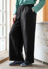 Woven linen trousers - black