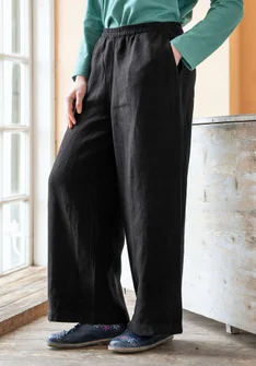 Pantalon en lin tissé - noir