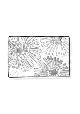 “Poppies” organic cotton bath mat - dark peony