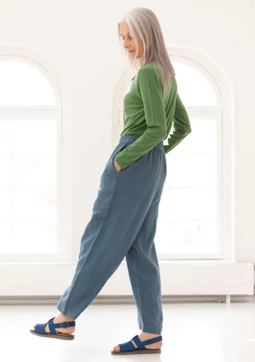 Pantalon ”Vera” en lin tissé - indigo clair