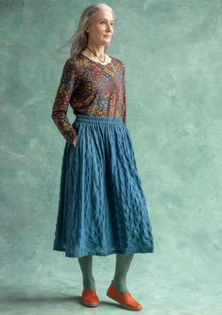 “Helga” woven skirt in organic cotton - dark petrol blue