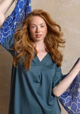 “Ophelia” jersey dress in organic cotton/modal - indigo green