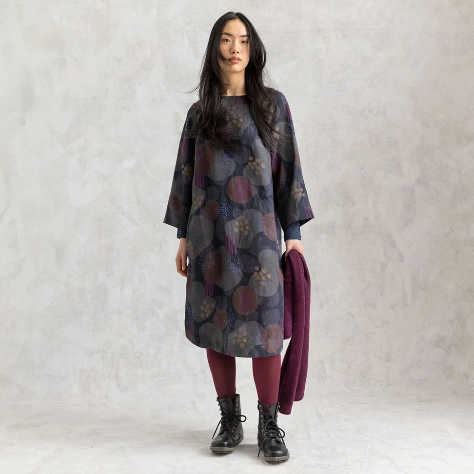 “Fizz” woven linen/modal dress - black