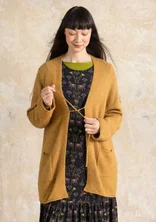 Long cardigan in a fluffy alpaca blend - ochre/melange
