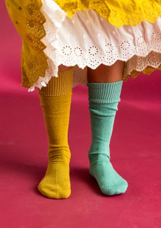 Solid-colour organic cotton knee-highs  - malachite