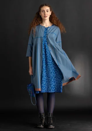 Woven “Ava” dress in organic cotton - flax blue