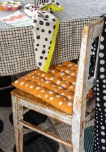 “Mary” seat cushion in organic cotton - clementine