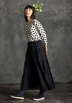 Woven cotton/silk skirt - black