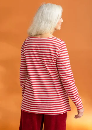 Essential striped top in organic cotton - feather/wild strawberry