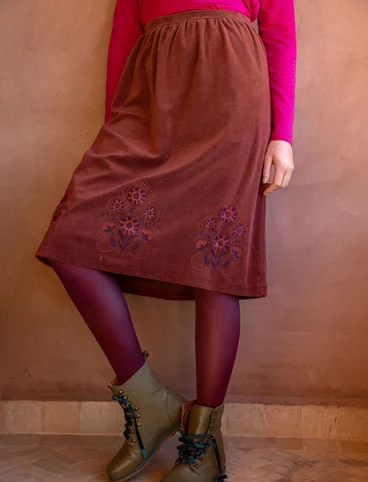 “Zari” velour skirt in organic cotton/recycled polyester - red curry