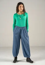 Woven “Olivia” puff pants in organic cotton - mountain blue