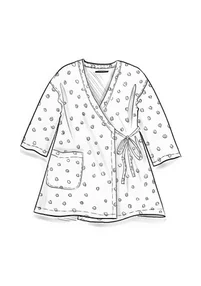 Woven kimono in organic cotton dobby - black