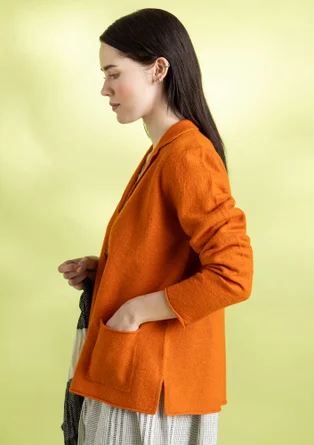 Knit blazer in felted organic wool - burnt orange