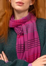 “Sylvi” rib-knit scarf in organic cotton/wool - rosebay willowherb