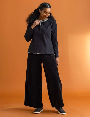 Organic cotton/recycled polyester velour trousers - black