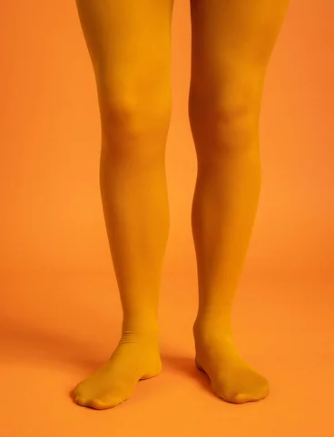 Solid-colour tights made from recycled polyamide - mustard