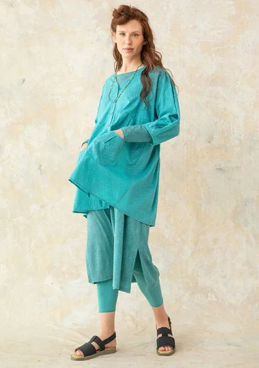 Woven organic cotton smock blouse - aqua green