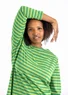 Organic cotton striped essential top (basil/pea green S)