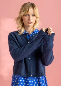 Wool/cotton/alpaca cardigan - blue mussel