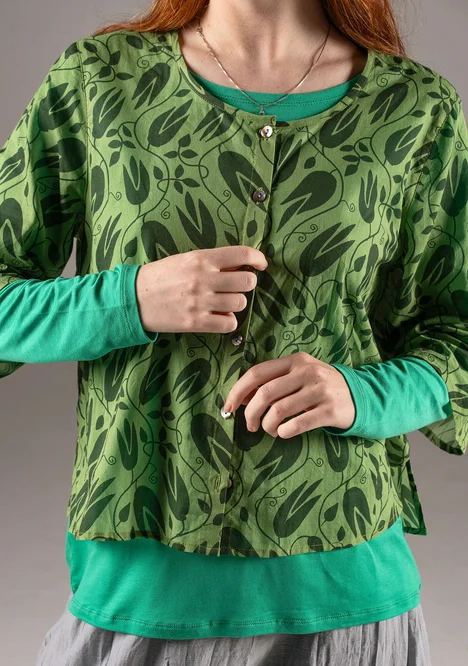 Woven “Kelly” blouse in organic cotton - cicada/patterned