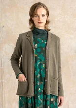 Striped and solid-colour knitted blazer in a lambswool blend - bay leaf/melange