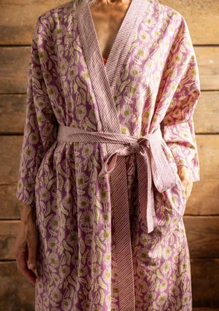 “Poppies” organic cotton kimono - heather