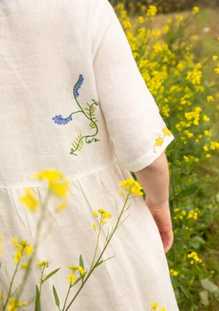 Kleid „Blombukett“ aus Leinengewebe - ungebleicht