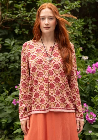 ��“Valentina” block-printed organic cotton cardigan - dusky pink