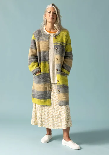 “Ella” long cardigan in wool/organic cotton - oatmeal