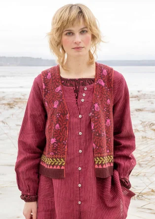 “Aurora” organic and recycled cotton/wool knit waistcoat - aubergine