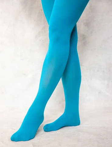 Solid-colour tights made from recycled polyamide - lagoon blue