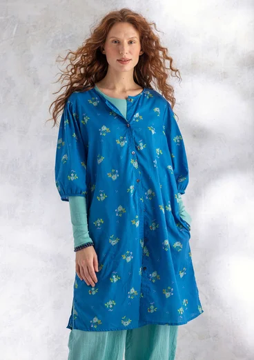 Kleid „Fleur“ aus Bio-Baumwollgewebe - mittelmeerblau