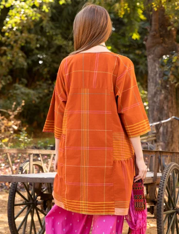 Robe "Fields" en coton tissé - orange brûlée