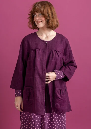 Blouse d'artiste "Greta" en tissu de coton biologique/lin - allium