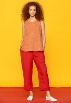 Pantalon tissé « Margit » en lin/modal - rouge perroquet