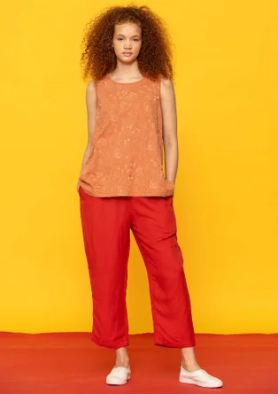 “Margit” woven linen/modal trousers - parrot red