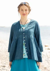 Bluse „Samira“ aus Bio-Baumwolle - indigogrün