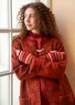 “Aria” reversible knit coat in felted wool. (red curry M)