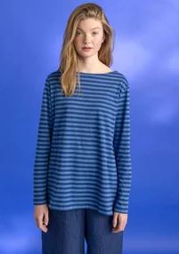 Essential striped top in organic cotton - indigo blue/flax blue