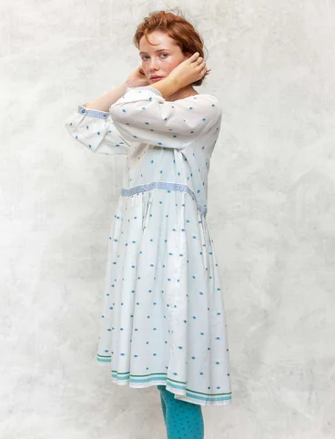 Woven patterned “Signe” dress in organic cotton - light ecru