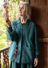 “Agatha” woven jacket in organic cotton - dark petrol blue
