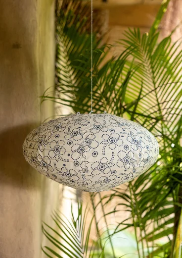 “Peru” lampshade in organic cotton - indigo