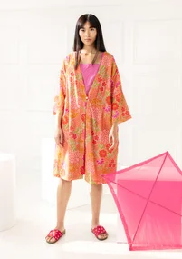 Kimono „Paraquite“ aus Öko-Baumwolle - papaya