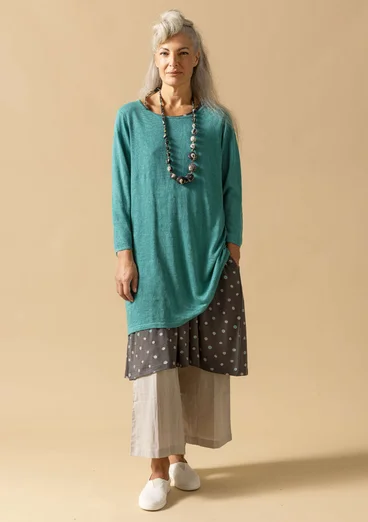 Knit tunic in linen/recycled linen - aqua green